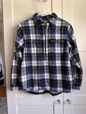 L.L. Bean Women's Scotch Plaid
Flannel Shirt, Quarter-Zip,
Petite Small